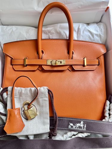 HERMÈS BIRKIN BAG 25 ORANGE SWIFT GOLD HARDWARE