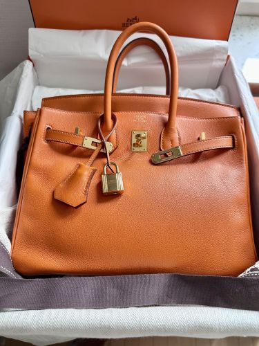 HERMÈS BIRKIN BAG 25 ORANGE SWIFT GOLD HARDWARE