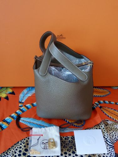 HERMÈS PICOTIN HANDTASCHE LOCK 18 ETOUPE CLEMENCE GOLD HARDWARE