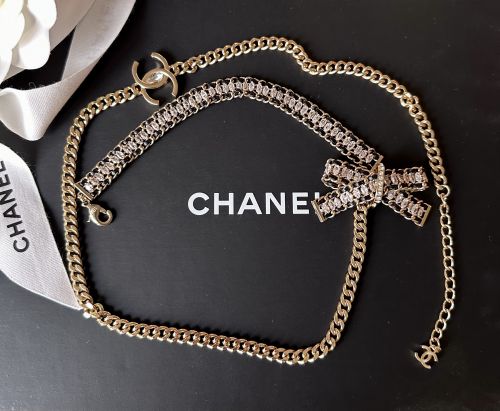 CHANEL NECKLACE HALSKETTE GOLD TON MIT SCHLEIFE