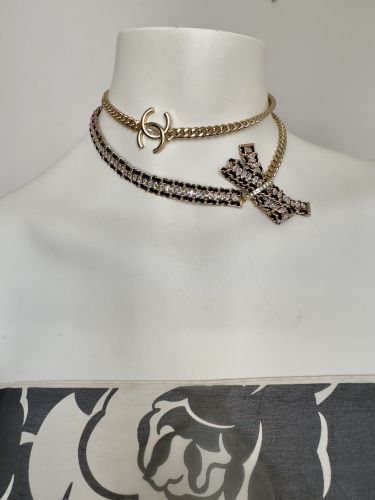 CHANEL NECKLACE HALSKETTE GOLD TON MIT SCHLEIFE