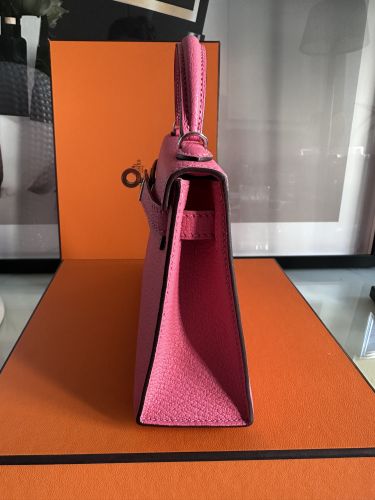 HERMÈS MINI KELLY 20 ROSE LIPSTICK PALLADIUM HARDWARE