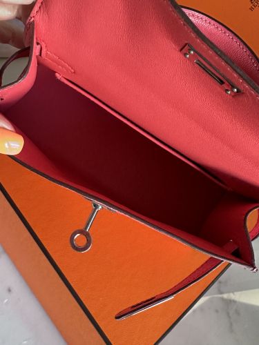 HERMÈS MINI KELLY 20 ROSE LIPSTICK PALLADIUM HARDWARE