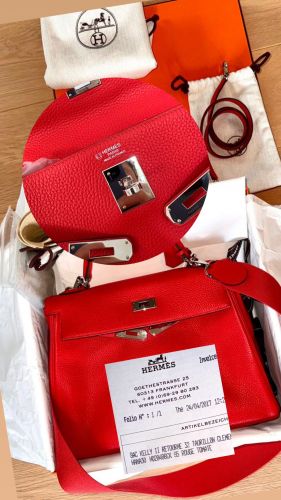 HERMÈS KELLY HSS RETOURNÉ 32 ROUGE TOMATE CLEMENCE PALLADIUM HARDWARE
