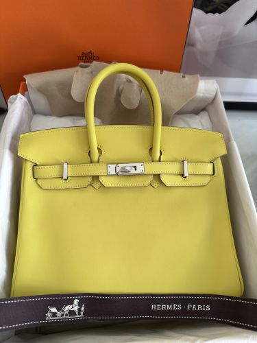 HERMÈS BIRKIN BAG 25 LIME SWIFT PALLADIUM HARDWARE