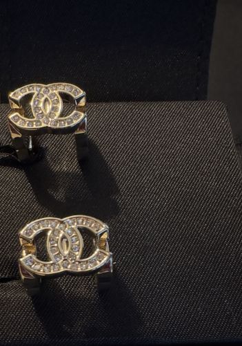 CHANEL ORRINGE IN GOLD TON METAL MIT STRASSSTEINEN