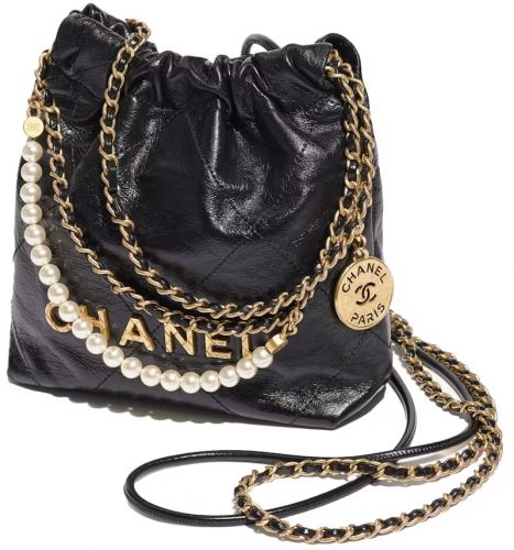 CHANEL KLEINE TASCHE 22 IN SCHWARZ LEDER  CHANEL KLEINE TASCHE 22 IN SCHWARZ LEDER