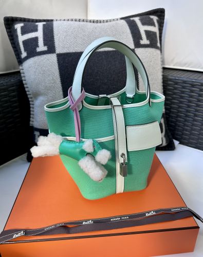 HERMÈS PICOTIN HANDTASCHE LOCK 18 CARGO POCKETS TOILE PALLADIUM 