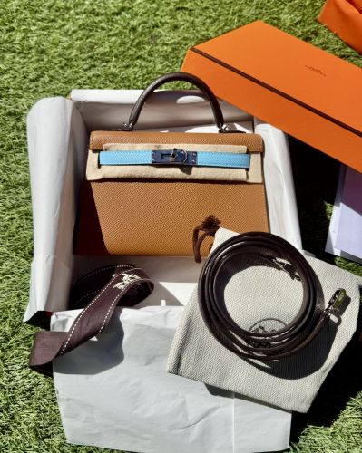 HERMÈS MINI KELLY SELLIER TRICOLOURE EPSOM LEDER PALLADIUM HARDWARE