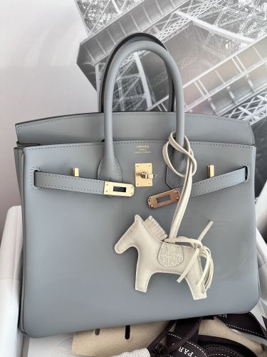 HERMÈS BIRKIN BAG 25 SAC BIRKIN 25 VEAU SWIFT GRIS PANTIN CP ROSE GOLD HARDWARE