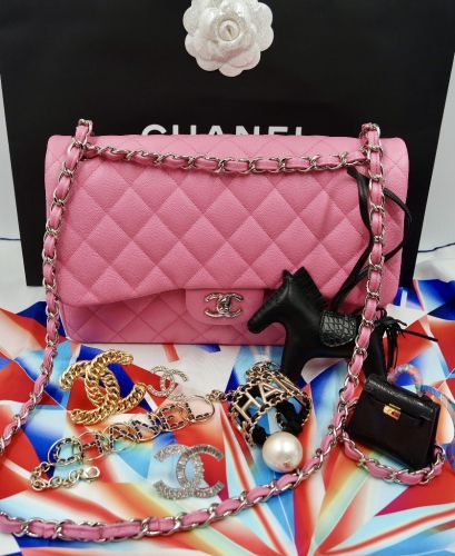 Chanel Pink suede caviar Jumbo flap bag Leather ref.175837 - Joli Closet
