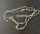 CHANEL NECKLACE LANGE HALSKETTE GOLD TON STEINE