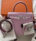 HERMÈS KELLY BAG 25 MAUVE SYLVESTER SELLIER EPSOM PALLADIUM HARDWARE