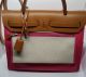 HERMÈS HERBAG POCHETTE ZIP 31 TOILE PINK BEIGE BARENIA PALLADIUM