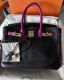 HERMÈS BIRKIN 30 HSS SPECIAL ORDER BLACK ROSE POURPRE SWIFT GOLD HARDWARE