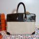 HERMÉS BIRKIN BAG 35 TOILE BARENIA  BRAUN HARDWARE GOLD