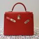 HERMÉS KELLY  BAG 32 ROUGE VIF SELLIER EPSOM PALLADIUM HARDWARE