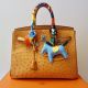 HERMÉS BIRKIN 35 OSTRICH SAFRAN PALLADIUM  HARDWARE