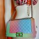 CHANEL LE BOY RAINBOW OLD MEDIUM 28 LAMBSKIN SILBERFARBENES METAL