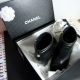 CHANEL WEGDE  PEEPTOES STIEFELETTE IN SCHWARZ