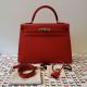 HERMÉS KELLY  BAG 32 ROUGE VIF SELLIER EPSOM PALLADIUM HARDWARE