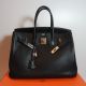 HERMÉS BIRKIN BAG 35 SCHWARZ TOGO LEDER  PALLADIUM
