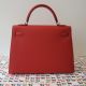 HERMÉS KELLY  BAG 32 ROUGE VIF SELLIER EPSOM PALLADIUM HARDWARE