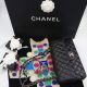 CHANEL CLASSIC BAG SCHWARZ SILBER DOUBLE FLAP 