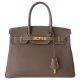 HERMES BIRKIN BAG 30 ETOUPE CLEMENCE  LEDER GOLD HARDWARE