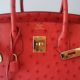 HERMÉS BIRKIN 35 OSTRICH ROUGE VIF GOLD HARDWARE