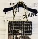 CHANEL KLASSISCHE TASCHE TWEED GOLDENES METALL