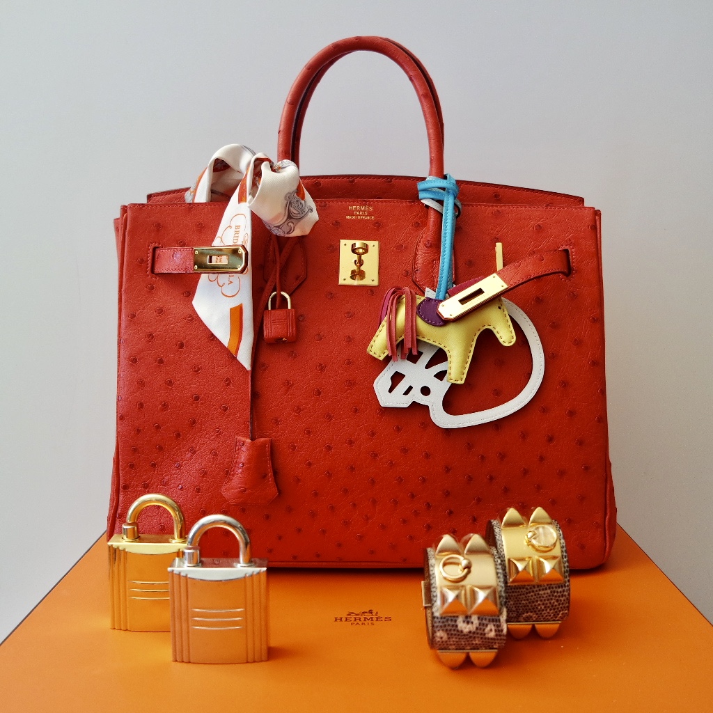 Hermes Birkin Bag Ostrich Leather Gold Hardware In Red na