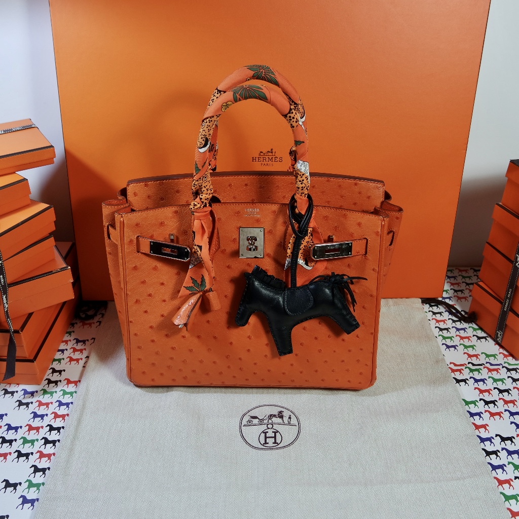 Birkin 30 ostrich handbag Hermès Orange in Ostrich - 23580065