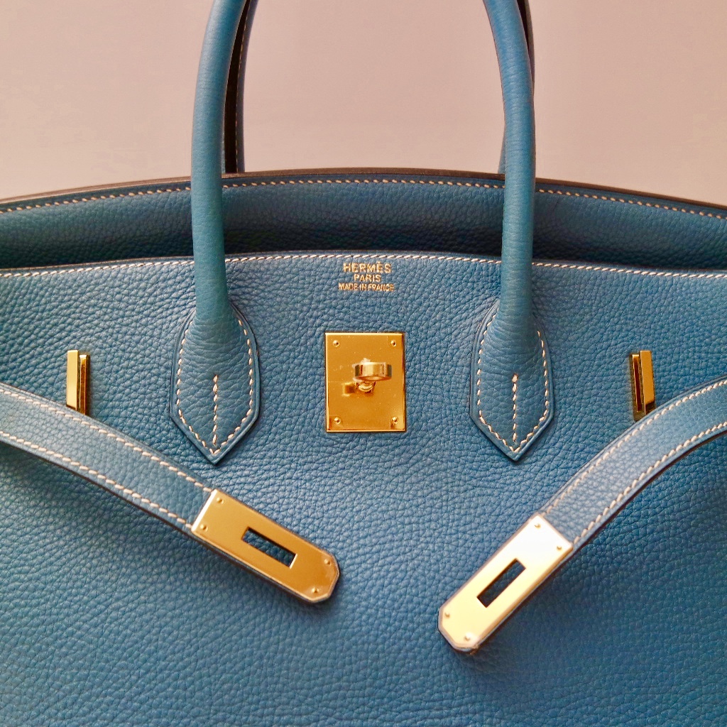 Hermes Birkin Bag 35cm Blue Jean Togo Gold Hardware