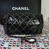 CHANEL CLASSIC BAG FLAP BLACK WHITE QUILTED