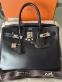 HERMÉS BIRKIN BAG 30 SCHWARZ BOX LEDER PALLADIUM HARDWARE