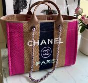 CHANEL DEAUVILLE SHOPPER IN BAST BEIGE GOLDFARBENES METAL CHANEL DEAUVILLE SHOPPER IN BAST BEIGE GOLDFARBENES METAL