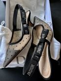 DIOR SLINGBACK PUMPS IN SCHWARZ MIT J'ADIOR BAND STRASS STEINE