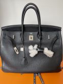 HERMES BIRKIN BAG 40 BLACK TOGO LEDER PALLADIUM HARDWARE