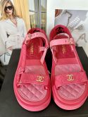 CHANEL DAD SANDALS PINK ROSA LEDER GOLDFARBENES CC