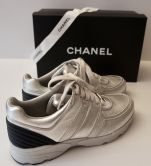 CHANEL SNEAKERS  WHITE SILVER LEATHER