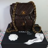 CHANEL BACKPACP LEATHER IN BROWN GOLD COLORED HARDWARE CC LOGO